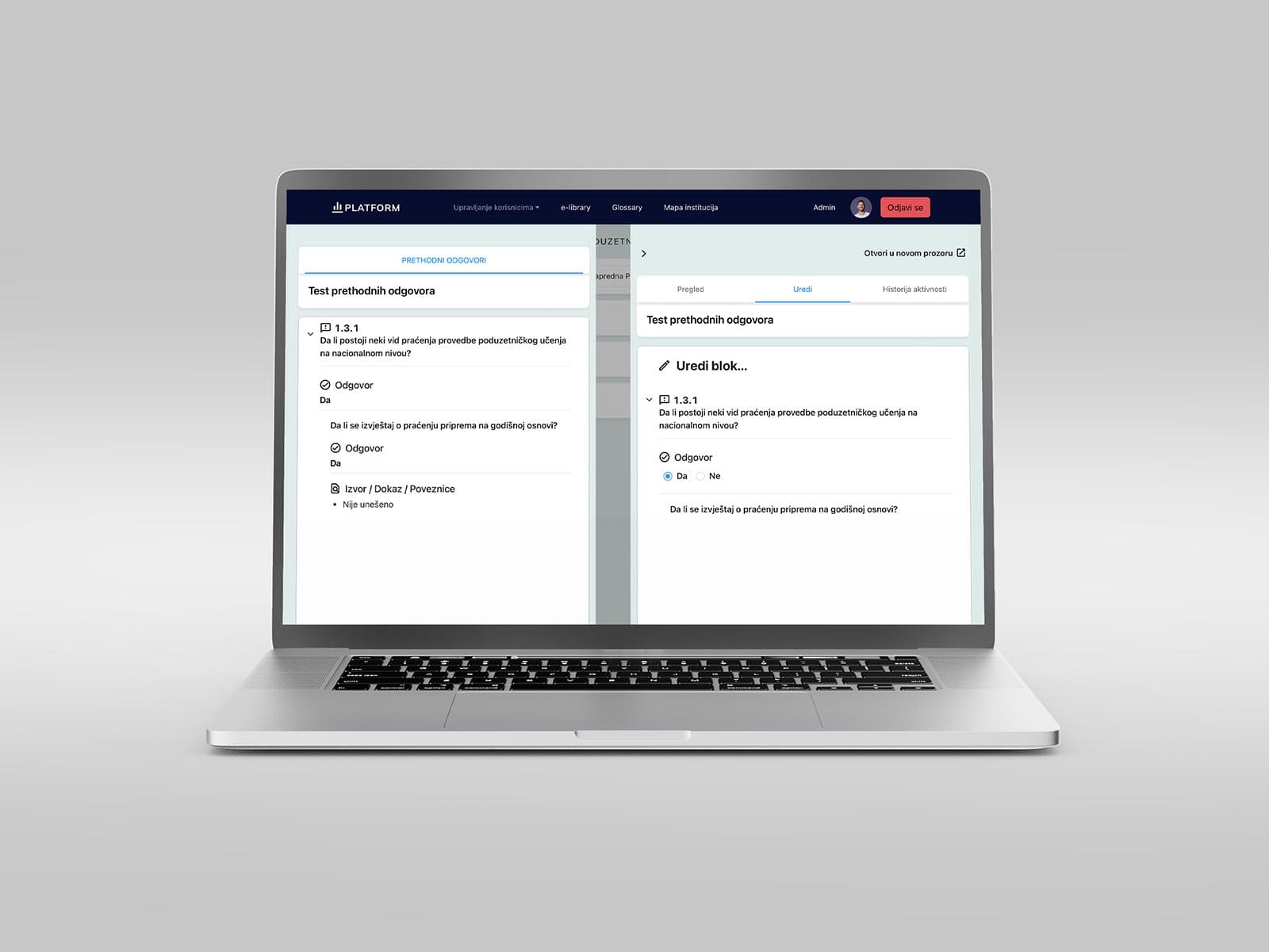 WMP response form shown next to the previous response to the same question